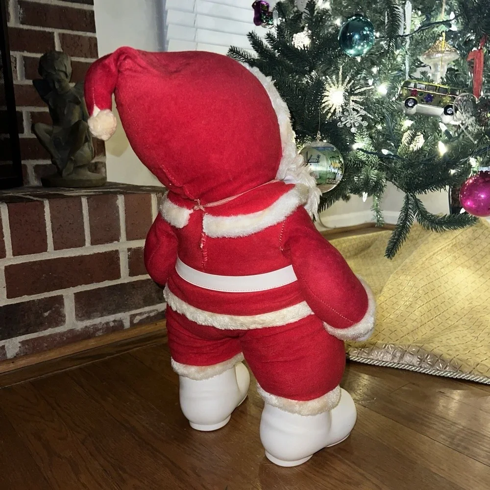 Vintage Rushton Co. Santa Claus Plush Doll Rubber Face‎ White Boots 20